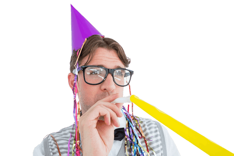 transparent geek chic celebration with party hat and horn - Download Free Stock Videos Pikwizard.com