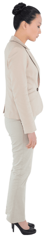Side View of Biracial Businesswoman on Transparent Background