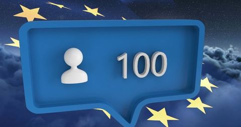 Social Media Notification Over European Union Flag Background