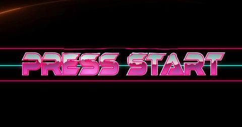Press Start Retro Futuristic Text on Black Background