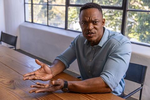 African american man engaged in office discussion