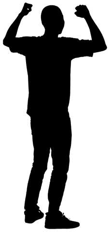 Transparent black silhouette of man celebrating success vector