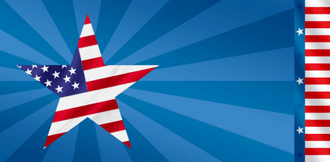 USA Rectangle and Star on Blue Burst Transparent Background