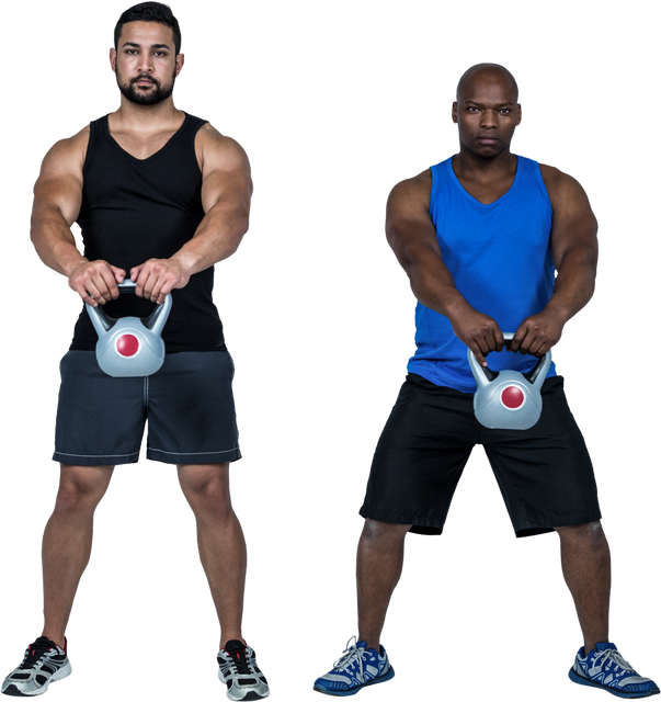 Two Muscular Friends Lifting Kettlebells with Transparent Background - Download Free Stock Videos Pikwizard.com