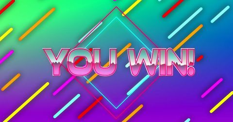 Vibrant 'You Win' Message with Neon Glowing Lines - Download Free Stock Images Pikwizard.com