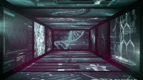 Futuristic Biological Data and DNA Visualization