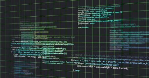 Digital Code Reflection in Grid Overlay Business Interface - Download Free Stock Images Pikwizard.com