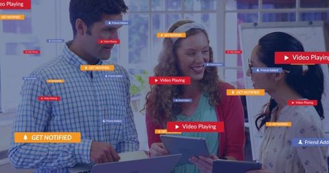 Team Innovating and Demoing App with Digital Notifications Displayed