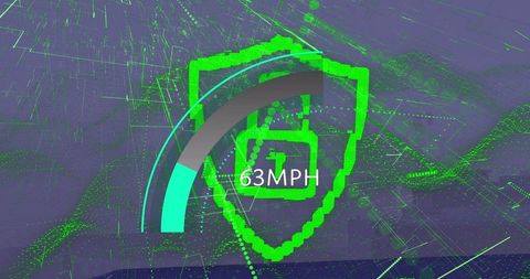 Digital Padlock with Speedometer Overlay on Cityscape Background - Download Free Stock Images Pikwizard.com