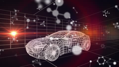 Digital Car with Molecular Structures and Light Effects