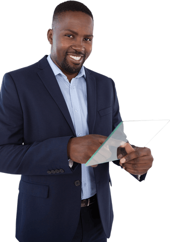 Smiling Businessman Using Transparent Glass Interface Technology - Download Free Stock Videos Pikwizard.com