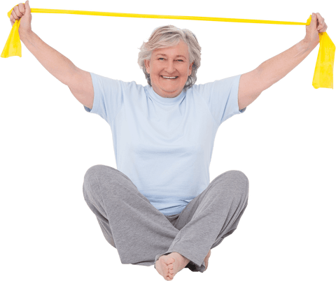 elderly woman exercising with resistance band, transparent background - Download Free Stock Videos Pikwizard.com