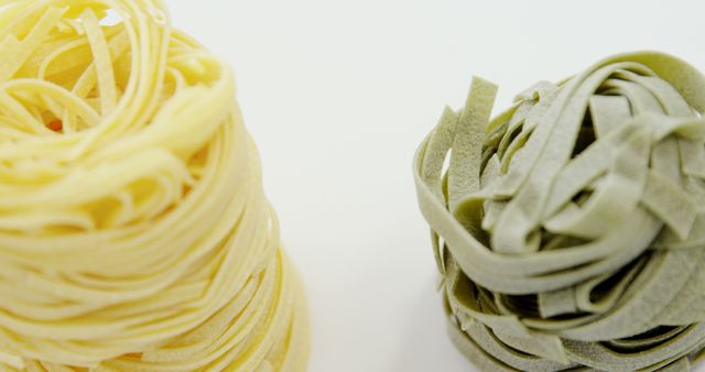 Fresh Fettuccine Nests in Yellow and Green - Download Free Stock Images Pikwizard.com