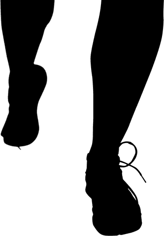 Transparent silhouette of legs in sports shoes vector illustration