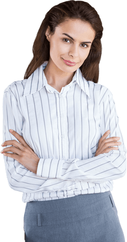 Confident businesswoman with crossed arms in transparent background