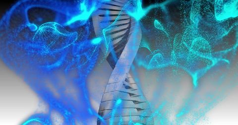 Futuristic DNA Spiral with Neon Blue Particles - Download Free Stock Images Pikwizard.com