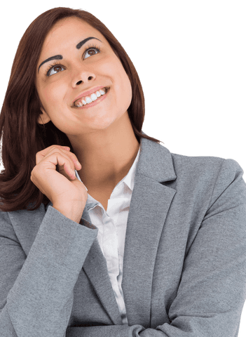 Transparent Thinking Businesswoman Smiling and Inspiring Success
