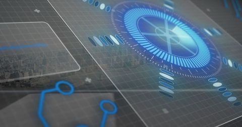 Futuristic Digital Interface with Holographic Radar Display