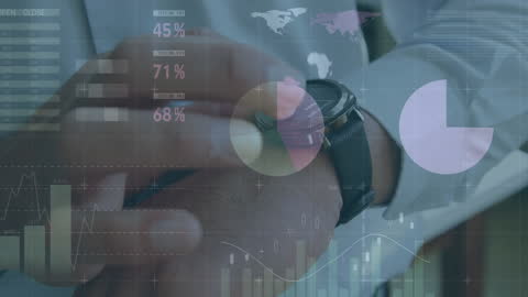 Man Using Smartwatch for Business Data Analysis