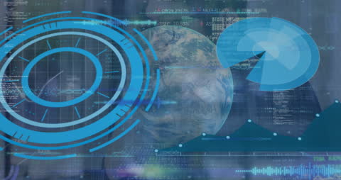 Advanced Digital Technology Overlay Displaying Global Analytics