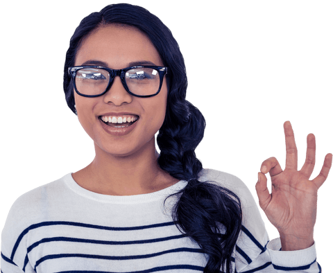 transparent smiling woman in glasses making ok sign with hand gesture - Download Free Stock Videos Pikwizard.com