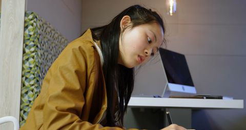 Focused Businesswoman Working in Modern Office Space