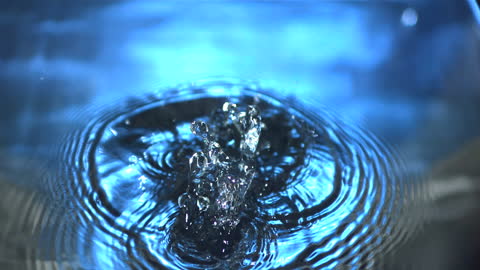 Splash of Blue Water in Slow Motion