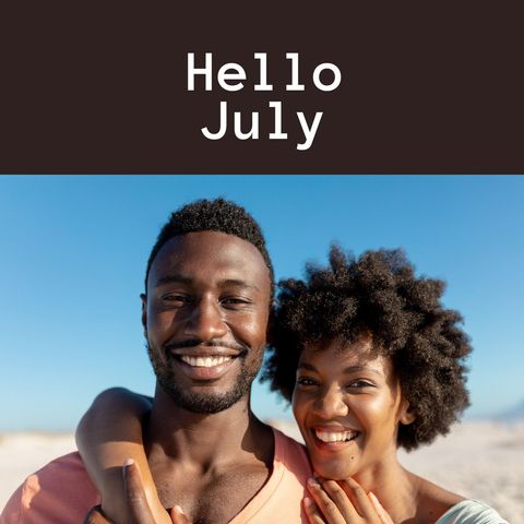 Smiling African American Couple Enjoying Sunny Beach