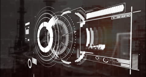 Futuristic Digital Data Interface on Industrial Background