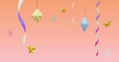 Festive New Year and Christmas Decorations on Pink Background