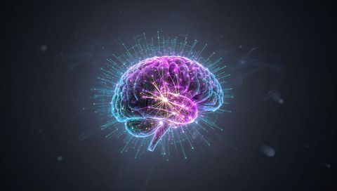 Glowing Neural Network Brain Visualizing AI Connectivity and Digital Synapses Emitting Neon Signals