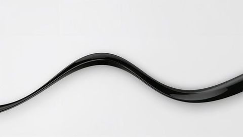 Abstract glossy black ribbon on smooth white background