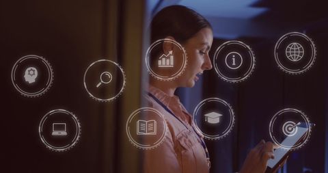 Female Engineer Navigating Data Visualization Concepts