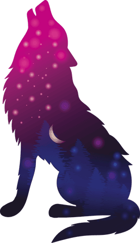 transparent pink and blue howling wolf with night sky elements - Download Free Stock Videos Pikwizard.com