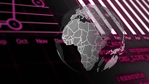 Futuristic Globe Animation with Data Algorithms Overlay
