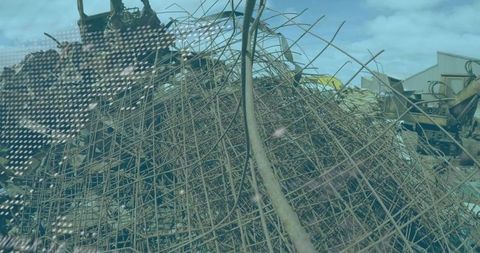 Digital interface overlay on industrial scrap yard