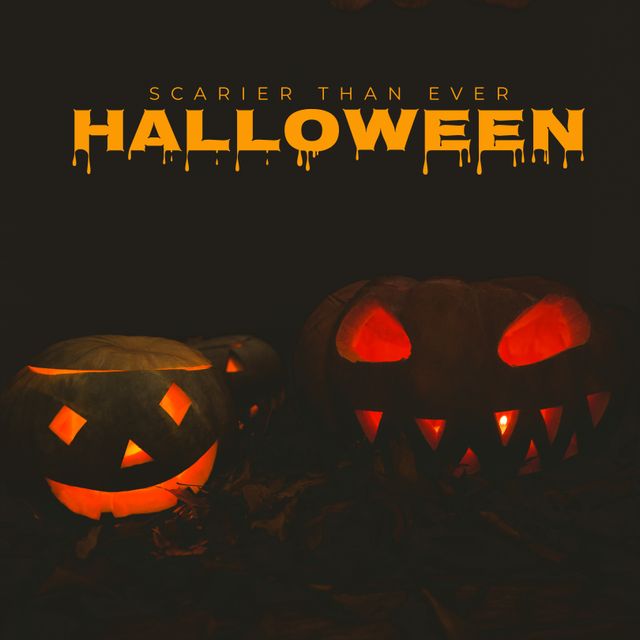 Illuminated Jack-O-Lanterns with Scary Halloween Text - Download Free Stock Templates Pikwizard.com