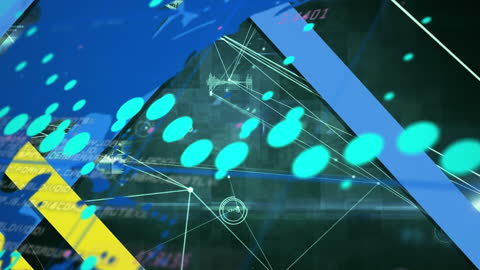 Futuristic Digital Network Overlaid on Virtual Cityscape