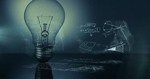 Light Bulb Overlayed with Scientific Formulas - Download Free Stock Images Pikwizard.com