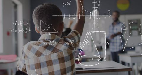 Engaged Classroom with Math Equations and Diverse Teacher - Download Free Stock Images Pikwizard.com