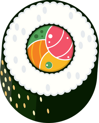 Transparent vector sushi roll with colorful filling