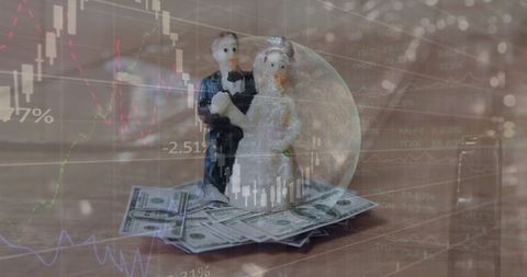 Wedding Finance Concept with Digital Interface Overlay