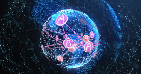 Futuristic Digital Network Surrounding Glowing Global Sphere