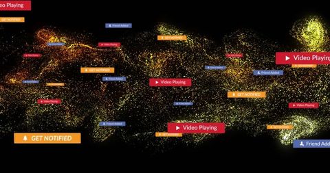 Social Media Icons Over Digital Glowing Wave