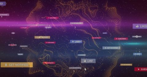 Futuristic Digital Interface with Dynamic UI Elements and Network Visuals