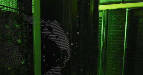 Futuristic Data Center with Digital Globe Overlay - Download Free Stock Images Pikwizard.com