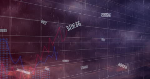 Abstract Financial Data Visualization Amidst Raindrops