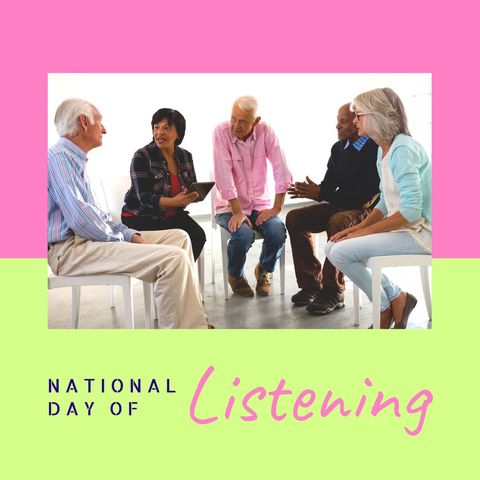 diverse seniors engaging in conversation for national day of listening - Download Free Stock Templates Pikwizard.com