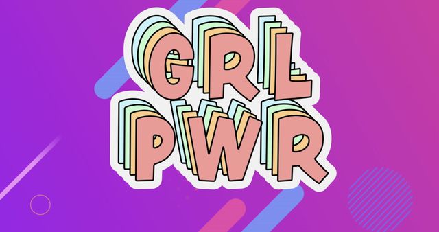 Girl Power Text with Abstract Shapes over Vibrant Purple Background - Download Free Stock Images Pikwizard.com