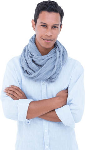 Confident Young Man with Scarf Arms Crossed Transparent Background - Download Free Stock Videos Pikwizard.com